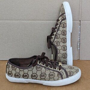 Michael Kors Women's Low Top MK Signature Lace-up Brown  Shoes Size 9M .